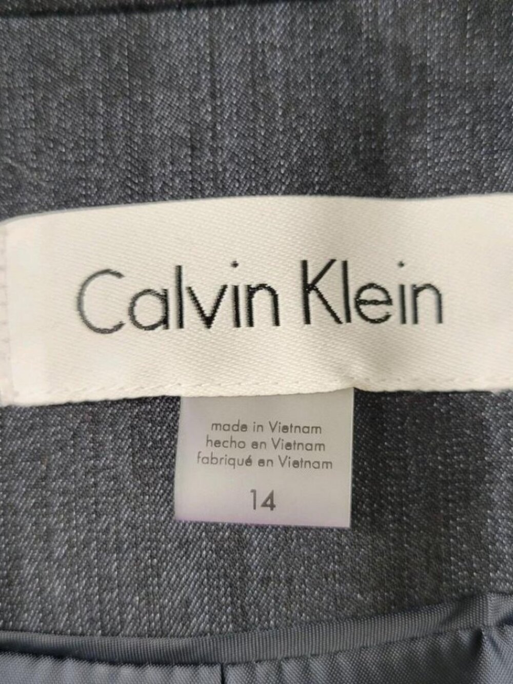 Calvin Klein Blazer Women Size 14 Gray Single Vent 3 Pockets 1 Button Lined New - Picture 8 of 15